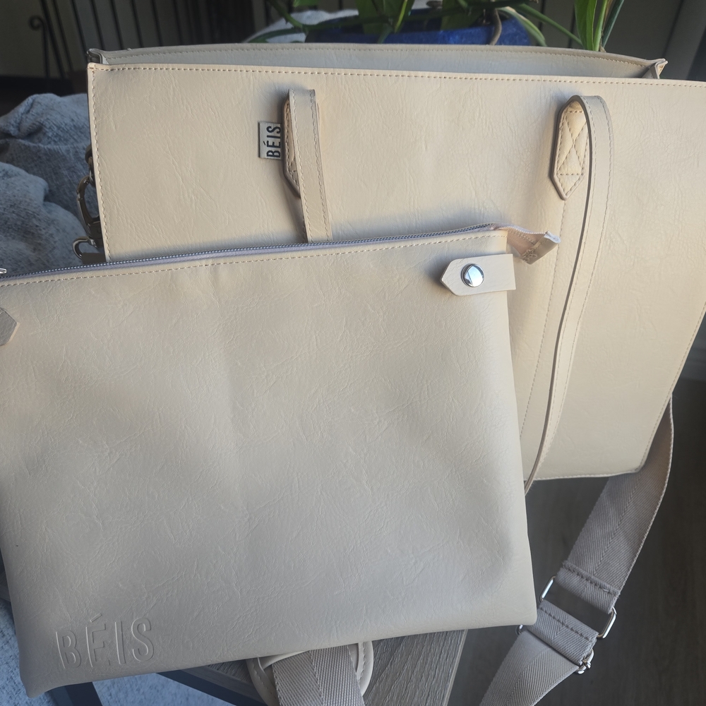 BEIS Cream Tote Bag Set